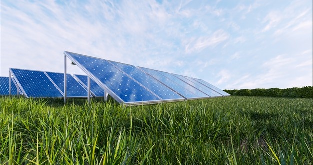 Paneles solares en naturaleza